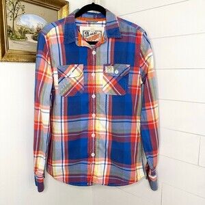 Superdry The Lumberjack Twill Classic Shirt Cotton Plaid Size Medium
